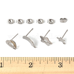16Pcs 4 Styles 304 Stainless Steel Stud Earring Findings&nbsp;STAS-FS0001-85P