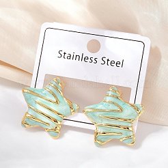 304 Stainless Steel Enamel Star Stud Earrings&nbsp;STAS-D368-04G