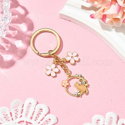 Cat & Flower Alloy Enamel with Rhinestone Keychain&nbsp;KEYC-JKC01099