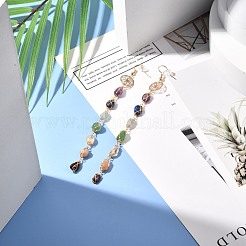 Natural Gemstone Nuggets Beads Dangle Earrings&nbsp;EJEW-JE04667