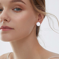 304 Stainless Steel Blank Flat Round Stud Earring Findings&nbsp;STAS-DC0017-54C