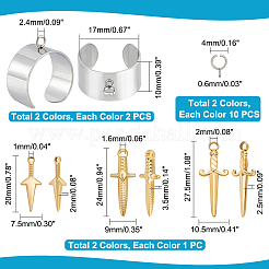 DIY Dagger Charm Ring Making Kit&nbsp;DIY-UN0004-64