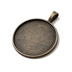 Flat Round Alloy Pendant Cabochon Settings&nbsp;X-PALLOY-N0088-26AB-NF