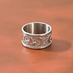 304 Stainless Steel Wide Band Finger Rings for Women&nbsp;WG0EAB9-01
