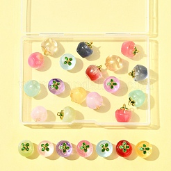 24Pcs 12 Colors Transparent Glass Apple Pendants&nbsp;DGLA-FS0001-15