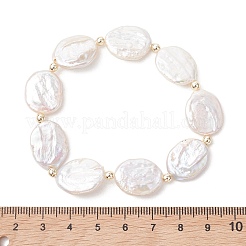 Natural Nucleated Baroque Keshi Pearl & Non-magnetic Synthetic Hematite Beaded Stretch Bracelets for Women&nbsp;BJEW-JB13560-01