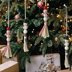Wood Christmas Snowman Tassels Pendant Decorations&nbsp;PW-WG21DA5-01