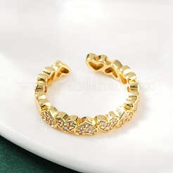 Brass Micro Pave Cubic Zirconia Cuff Rings for Women&nbsp;RJEW-F182-03G