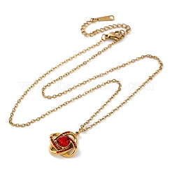 PVD Vacuum Plating 304 Stainless Steel Hyacinth Rhinestone Criss-cross Pendant Cable Chain Necklaces for Women&nbsp;STAS-Z114-21G