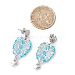 304 Stainless Steel Faceted Bicone Glass Beads Dangle Stud Earrings&nbsp;EJEW-WZ00437-05