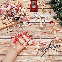 30Pcs 10 Styles Wooden Beaded Pendant Decorations&nbsp;HJEW-AB00736