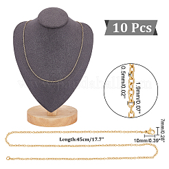PVD Vacuum Plating Classic Plain 304 Stainless Steel Mens Womens Cable Chain for Necklace Making&nbsp;MAK-UN0001-10G