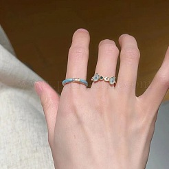 Alloy Enamel with Rhinestone Cuff Open Rings for Women&nbsp;FS-WGC14BE-01