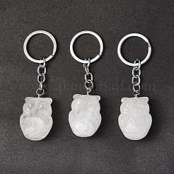 Natural Quartz Crystal Pendant Keychains&nbsp;KEYC-P011-01P-11