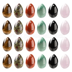6Pcs 6 Style Natural Mixed Gemstone Pendants&nbsp;G-LS0001-73