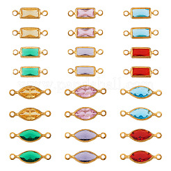 60Pcs 12 Styles Brass Pave K9 Glass Connector Charms&nbsp;KK-TA0003-13