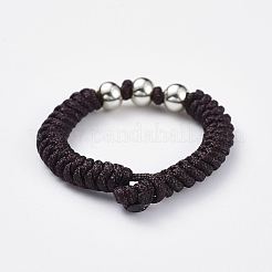 Adjustable Braided Bead Bracelets and Rings Jewelry Sets&nbsp;SJEW-JS01033-03