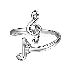 Musical Note Rhodium Plated 925 Sterling Silver Cuff Rings&nbsp;FS-WG4A5BA-01