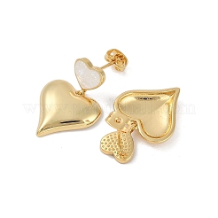 Rack Plating Heart Brass Dangle Stud Earrings&nbsp;EJEW-P277-12G