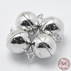 Anti-Tarnish Rhodium Plated 925 Sterling Silver Magnetic Clasps&nbsp;STER-F037-098P-8mm