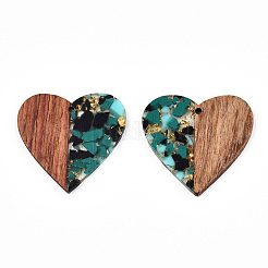 Transparent Resin & Walnut Wood Pendants&nbsp;RESI-TAC0017-73-A02