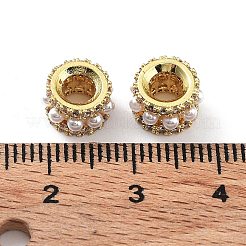 Rack Plating Brass Micro Pave Cubic Zirconia European Beads&nbsp;KK-P247-15G