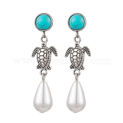ABS Plastic Imitation Pearl & Alloy Dangle Stud Earrings&nbsp;EJEW-JE06300-02