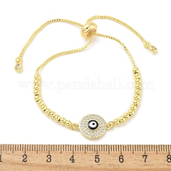 Brass Micro Pave Cubic Zirconia Slider Bracelets for Women&nbsp;LS-BJEW-S158-08G-01