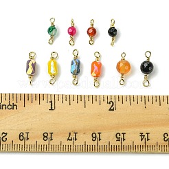 20Pcs 10 Colors Dyed Natural Agate Faceted Connector Charms&nbsp;KK-FS0001-92