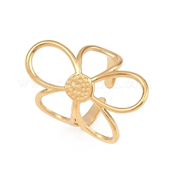 Flower 304 Stainless Steel Cuff Open Rings for Women&nbsp;RJEW-T030-01G