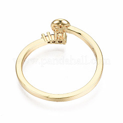 Brass Micro Pave Clear Cubic Zirconia Peg Bails Cuff Finger Ring Settings&nbsp;KK-T056-117G-NF