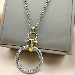 Twist Ring 304 Stainless Steel Pendant Necklaces for Women&nbsp;FS-WG54FE7-02