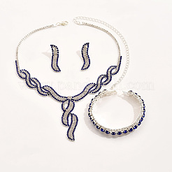 Twist Brass Rhinestone Pendant Necklaces & Stud Earrings & Bracelets&nbsp;FS-WGBD12F-01