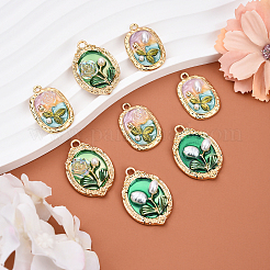 8Pcs 4 Styles Rack Plating Alloy Enamel Pendants&nbsp;ENAM-YW0004-61
