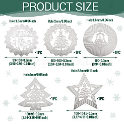 5Pcs 5 Styles Christmas 201 Stainless Steel Laser Cut Connector Charms&nbsp;STAS-TA0005-78