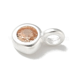 925 Sterling Silver Cubic Zirconia Flat Round Charms&nbsp;STER-R002-02S-06
