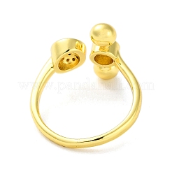 Round Brass Rhinestone Open Cuff Rings for Women&nbsp;RJEW-P112-02A-G