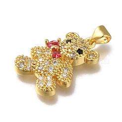 Rack Plating Brass Micro Pave Clear Cubic Zirconia Pendants&nbsp;KK-G500-26G