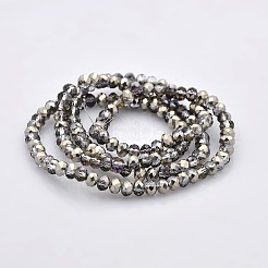 Half Plated Faceted Rondelle Electroplate Glass Beads Strands&nbsp;GLAA-A024C-HP04