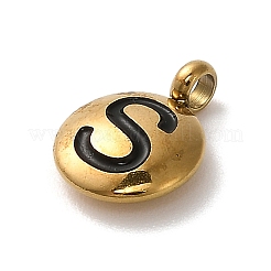 304 Stainless Steel Black Enamel Charms&nbsp;STAS-R009-01G-S