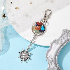 7 Chakra Gemstone Chip Alloy Pendant Ornament&nbsp;KEYC-JKC00698-02