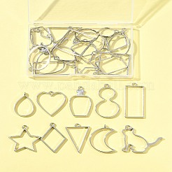 26Pcs 13 Styles Rack Plating Alloy Open Back Bezel Pendants&nbsp;FIND-FS0003-72