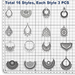 48Pcs 16 Styles Tibetan Style Alloy Chandelier Component Links&nbsp;FIND-PH0061-94