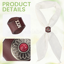 2Pcs 2 Colors Leather & Alloy & Synthetic Turquoise Scarf Clips&nbsp;AJEW-CL0005-24B