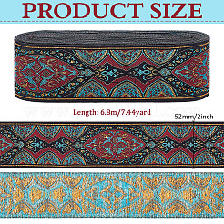 National Style Polyester Jacquard Flower Ribbon for Garment Accessories&nbsp;OCOR-WH0097-39B