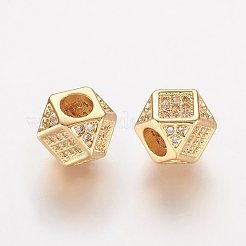 Brass Micro Pave Cubic Zirconia Beads&nbsp;ZIRC-K063-20