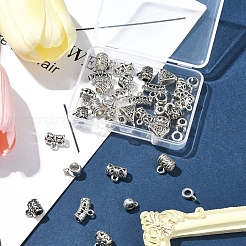 40Pcs 10 Styles Tibetan Style Alloy & CCB Plastic Tube Bails&nbsp;FIND-FS0002-41