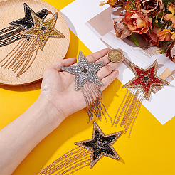 5Pcs 5 Colors Star Resin Rhinestone PET Plastic Sequin Iron on/Sew on Patches&nbsp;PATC-HY0001-90