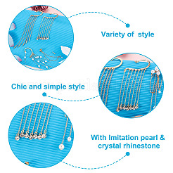 4Pcs Long Chain Tassel Drop Cuff Earrings with Imitation Pearl&nbsp;EJEW-KS0001-04