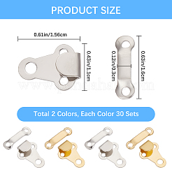 60 Sets 2 Colors Brass Trouser Fasteners&nbsp;KK-CP0001-06